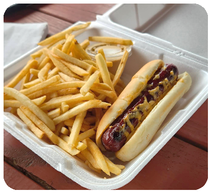 Hot dog served at Dave's Last Stand